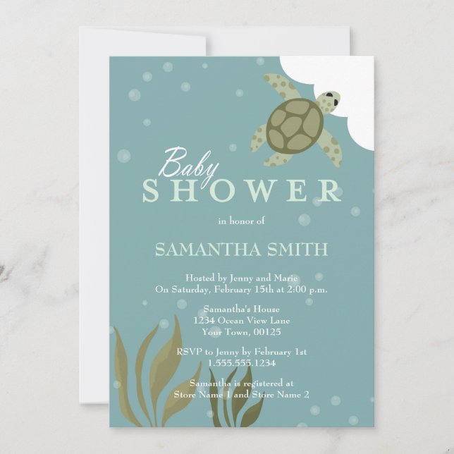 Ocean Theme Sea Turtle Baby Shower Invitation (Front)