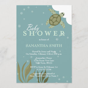 Ocean Theme Sea Turtle Baby Shower Invitation
