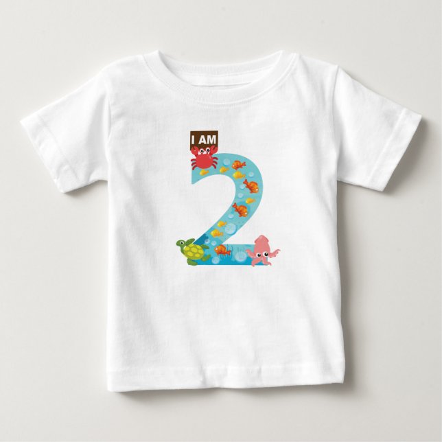 ocean theme Second 2nd Birthday Baby T-Shirt (Front)