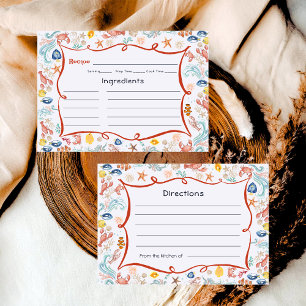 Ocean Theme She Is a Catch Bridal Shower Recipe Enclosure Card