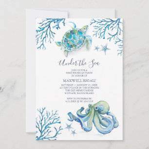 Ocean Themed 1st Birthday Invitation