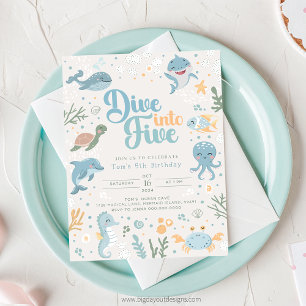 Ocean Themed 6th Birthday Invitation. Kids Ocean Invitation