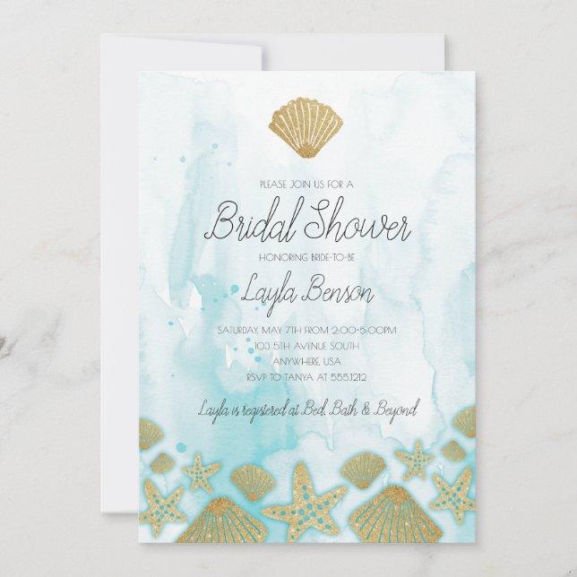 Ocean Themed Beach Bridal Shower Invitation (Front)