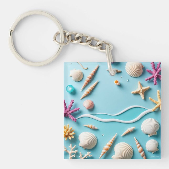 Ocean-Themed Keychain – Sea Life Design with Shell (Front)