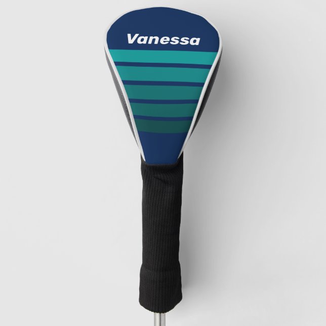 Ocean Tide Across Striping with Name Golf Head Cover (Front)