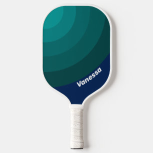 Ocean Tide Circle Stripe with Name Pickleball Paddle