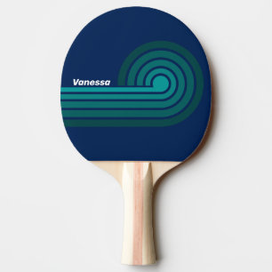 Ocean Tide Curl Stripes with Name Ping Pong Paddle