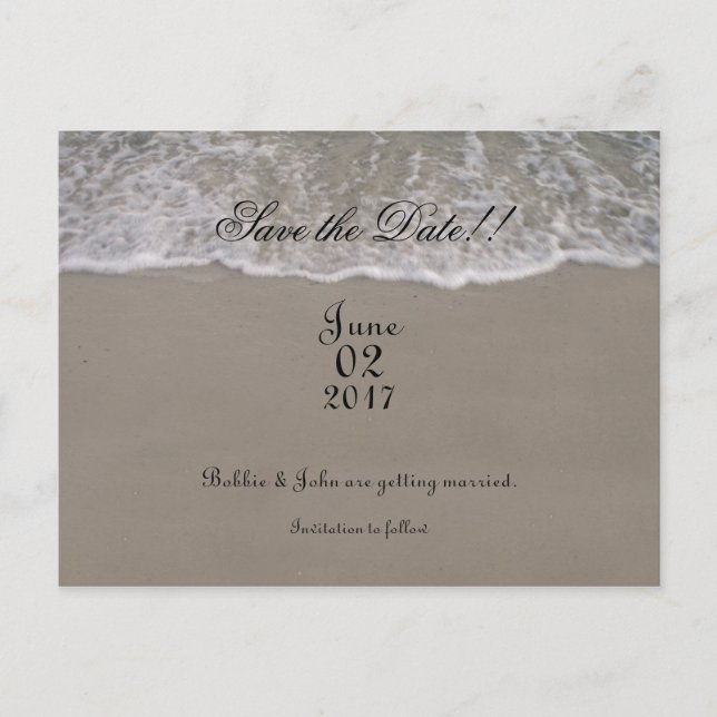Ocean Tide Save The Date Announcement Postcard (Front)