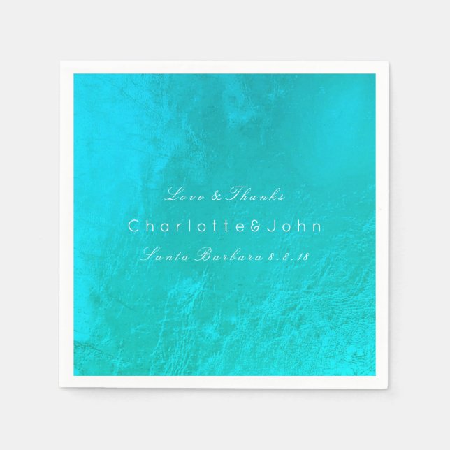Ocean Tiffany Aqua Metallic Beach Wedding Bridal Napkin (Front)