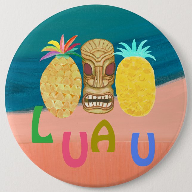Ocean Tiki Pineapple Luau 6 Cm Round Badge (Front)