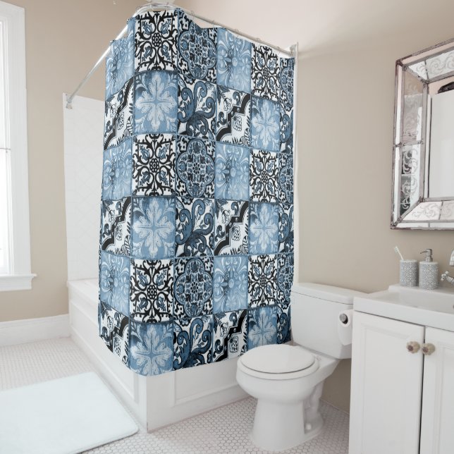 Ocean Tile Shower Curtain (In Situ)