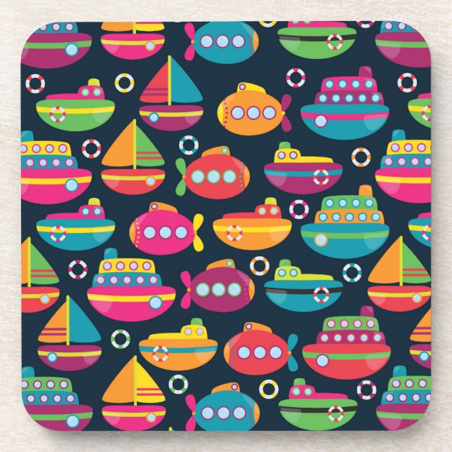 Ocean Transportation Pattern Coaster (Front)