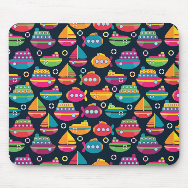 Ocean Transportation Pattern Mouse Mat (Front)