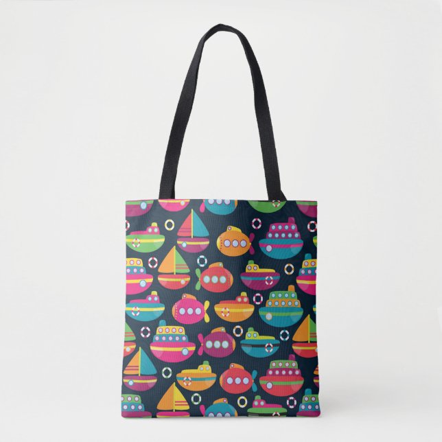Ocean Transportation Pattern Tote Bag (Front)