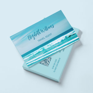 Ocean Travel Agent QR Code Business Card