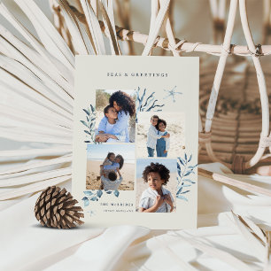 Ocean Treasures 4 Photo Coastal Christmas Holiday Card