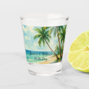 Ocean Tropical Beach Island Summer Wedding Shot Glass