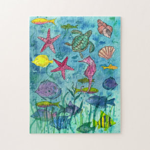 Ocean Tropical Fish Sea Shells Starfish Seahorse Jigsaw Puzzle