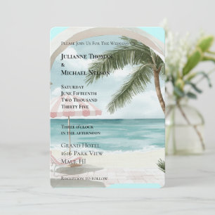 Ocean Tropical Palm Tree Wedding Invitation