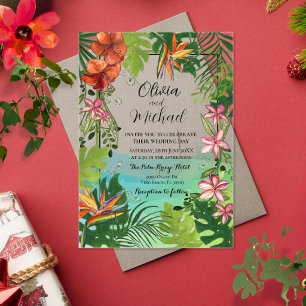 Ocean Tropical Watercolor Floral Acrylic Wedding Invitations