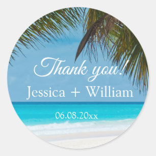 Ocean Tropical Wedding Anniversary Thank you  Classic Round Sticker