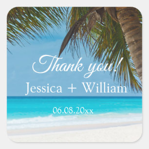 Ocean Tropical Wedding Anniversary Thank you  Square Sticker
