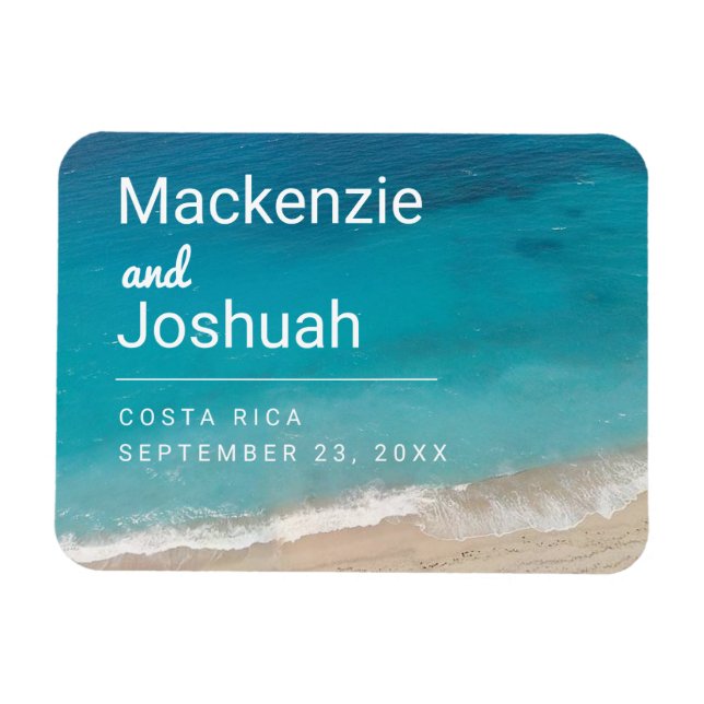 Ocean Turquoise Water Beach Wedding Save the Date Magnet (Horizontal)