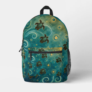ocean turtle printed backpack
