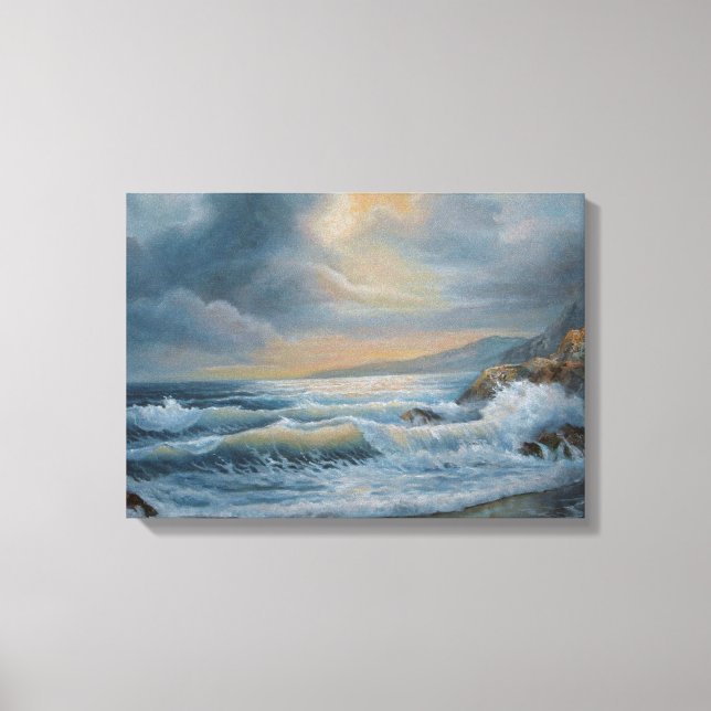 Ocean under a stormy sky canvas print (Front)