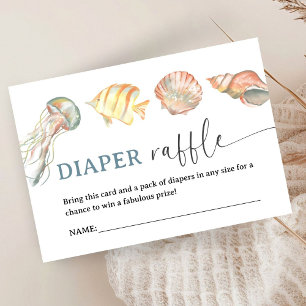 Ocean Under The Sea Baby Shower Diaper Raffle Enclosure Card