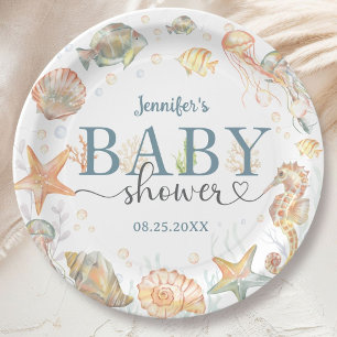 Ocean Under The Sea Baby Shower Gender Neutral Paper Plate