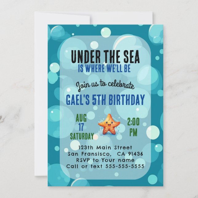 Ocean Under The Sea Birthday Invitation (Front)