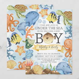 Ocean Under the Sea Boy Baby Shower Invitation