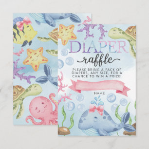 Ocean Under the Sea Diaper Raffle Card Insert Girl