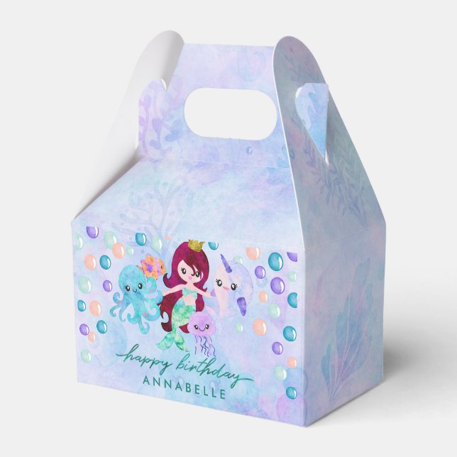 Ocean Under the Sea Mermaid Theme Happy Birthday Favour Box (Front Side)