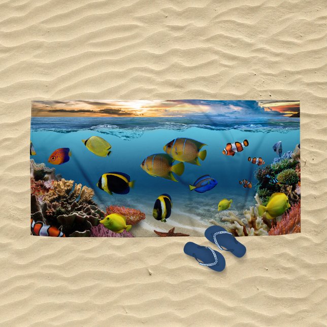 Ocean Underwater Coral Reef Tropical Fish Beach Towel (Creator Uploaded)