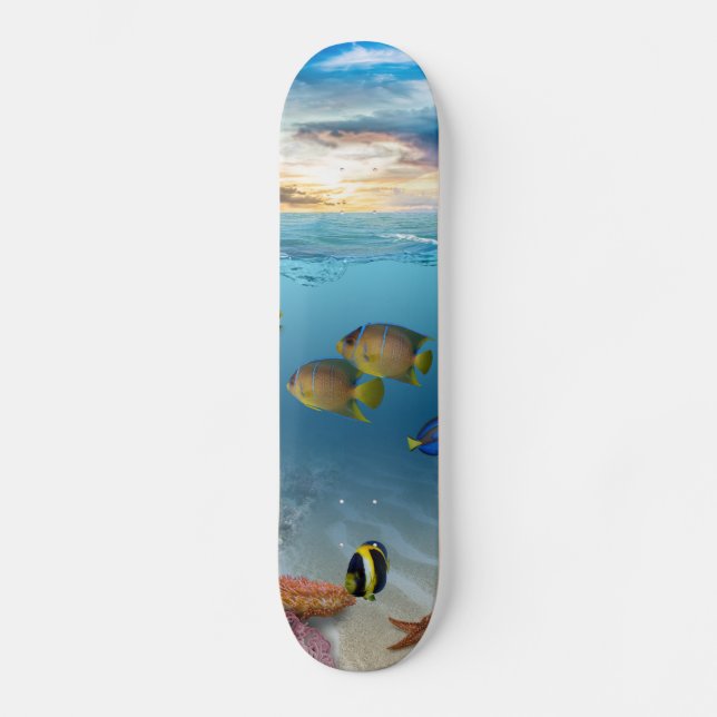 Ocean Underwater Coral Reef Tropical Fish Skateboard (Front)