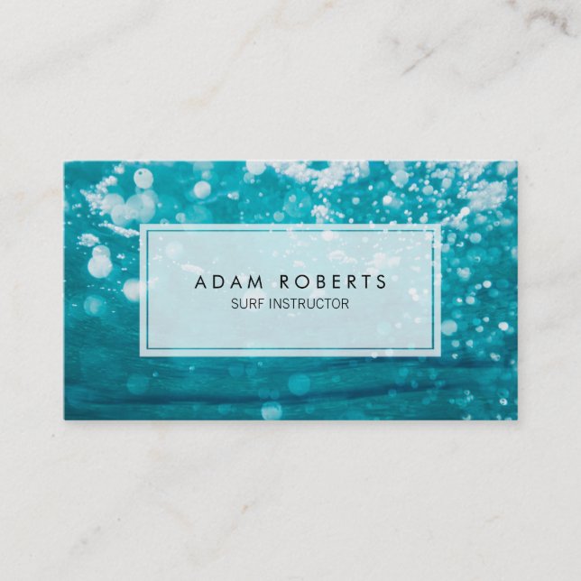 Ocean Underwater Professional Surf Instructor Business Card (Front)