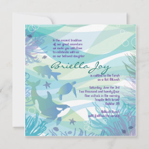 Ocean Underwater Sea Life Bat Mitzvah Invitation