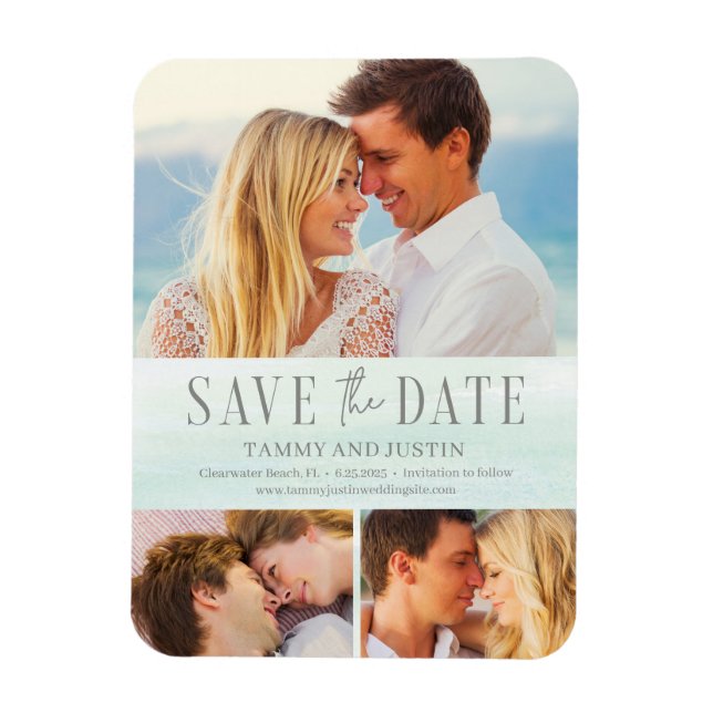 Ocean Vibes Beach Wedding Save The Date Magnet (Vertical)