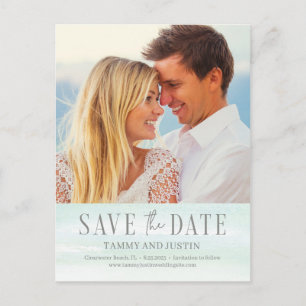 Ocean Vibes Beach Wedding Save The Date Postcard
