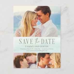 Ocean Vibes Beach Wedding Save The Date Postcard