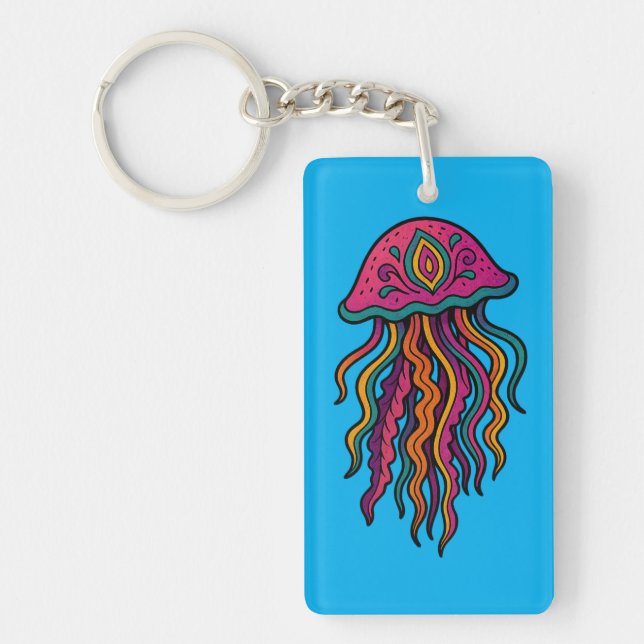 Ocean Vibes Jellyfish Keychain (Front)