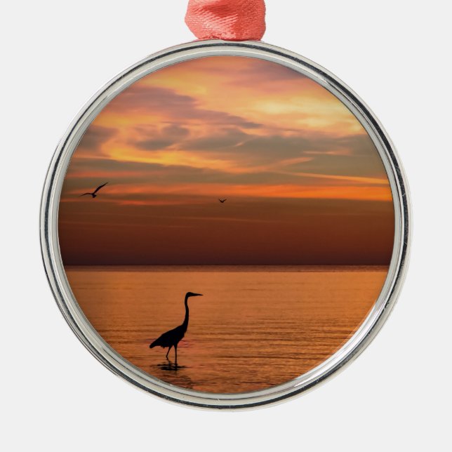 Ocean View at Sunset Metal Tree Decoration (Front)