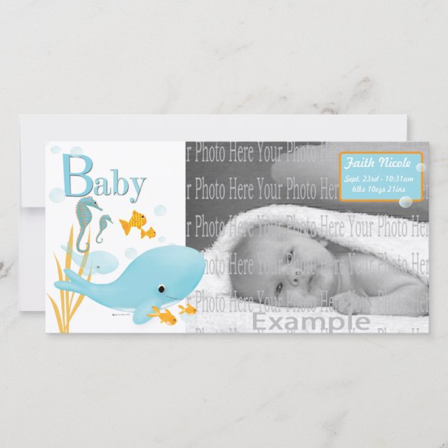 Ocean View Baby Photo Annoucement Announcement (Front)