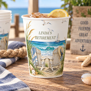 Ocean View Beach Retirement Party Celebration Paper Cups