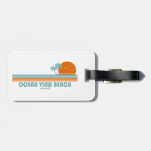 Ocean View Beach Virginia Sun Palm Trees Luggage Tag