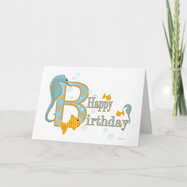 Ocean View Birthday Card Template (Front)