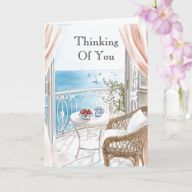 Ocean View Boats Thinking of You Card (Orchid)