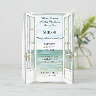 Ocean View Doors Birthday Invitation